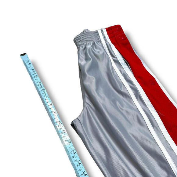 CCM Vintage Hockey Warm-Up Pants Snap Button Tearaway Gray Red L Y2K Streetwear - Picture 8 of 9